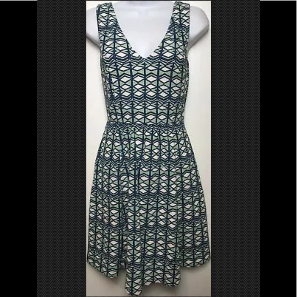 MAEVE Dress Sleeveless Geometric Keyhole Fit Flare - Picture 3 of 8